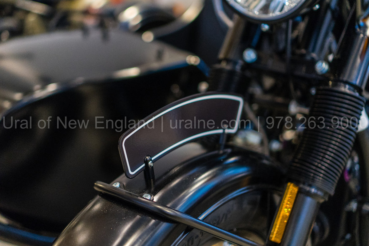 Ural Motorcycle with Fender License Plate with Decals