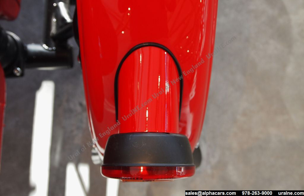 This photo shows the gasket, as it will appear as part of the complete retro rear sidecar light assembly.